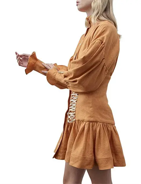 Alemais Tide Side Mini Dress Orange Size AU 10 - Image 2