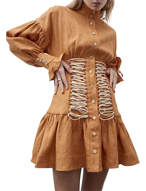 Alemais Tide Side Mini Dress Orange Size AU 10 - Image 1