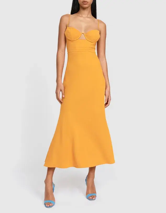 By Johnny Callia Wire Midi Dress Apricot Orange Size 12 for rent on The Volte - main image