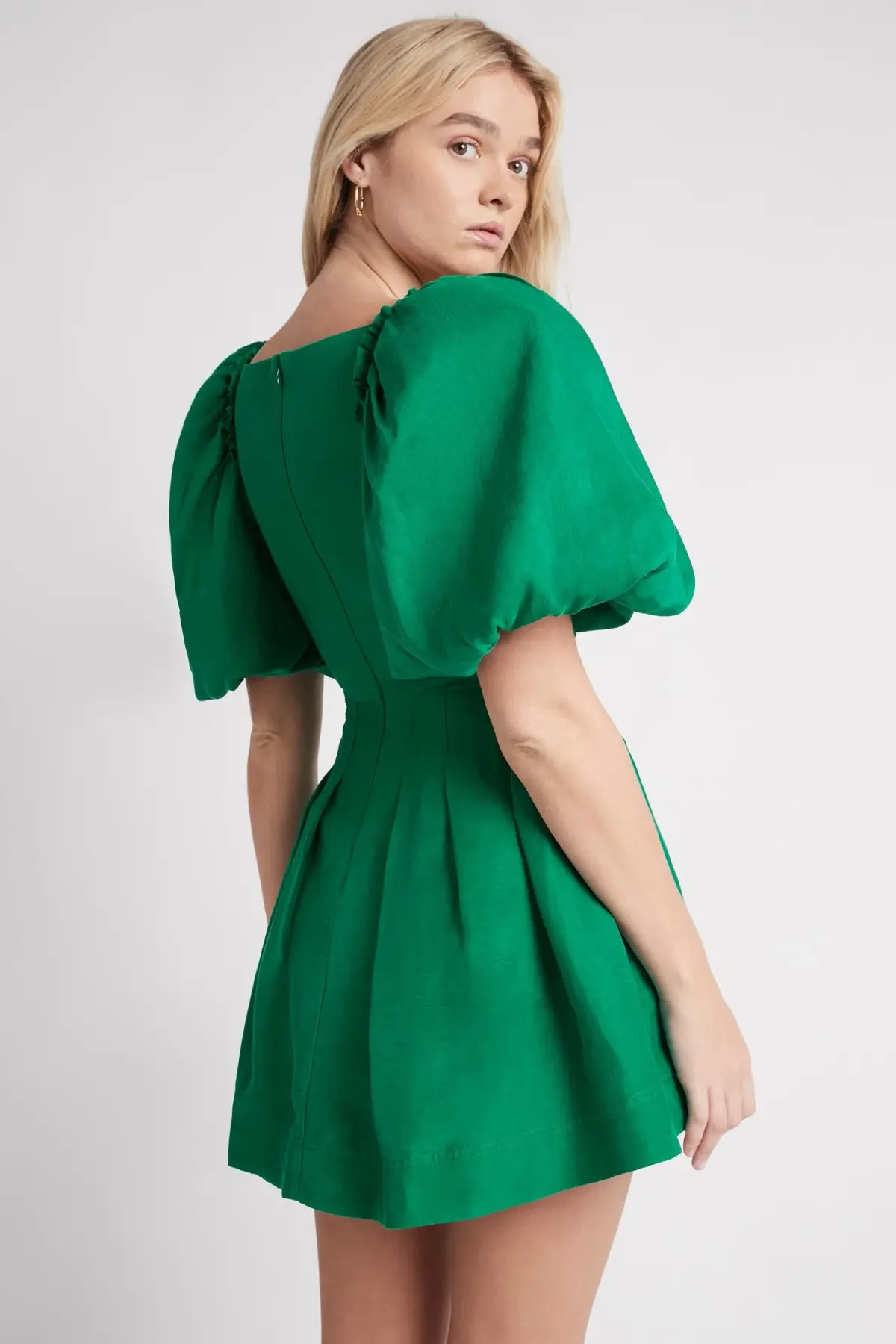 Aje Knot Puff Sleeve Mini Dress Green Size 4 - Image 3