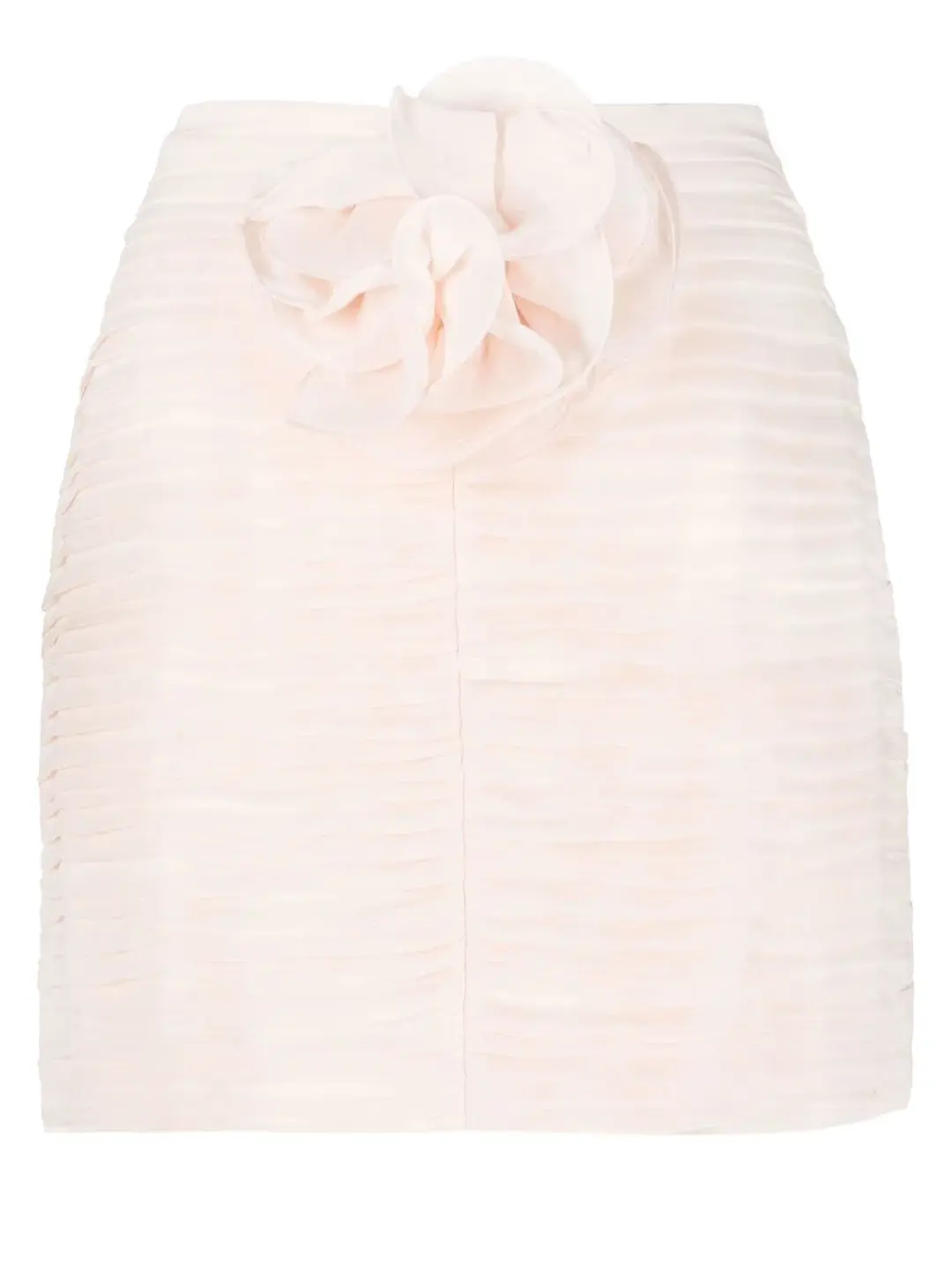 Magda Butrym Ruched Rose Silk Chiffon Mini Skirt Blush Size 8 for rent on The Volte - main image