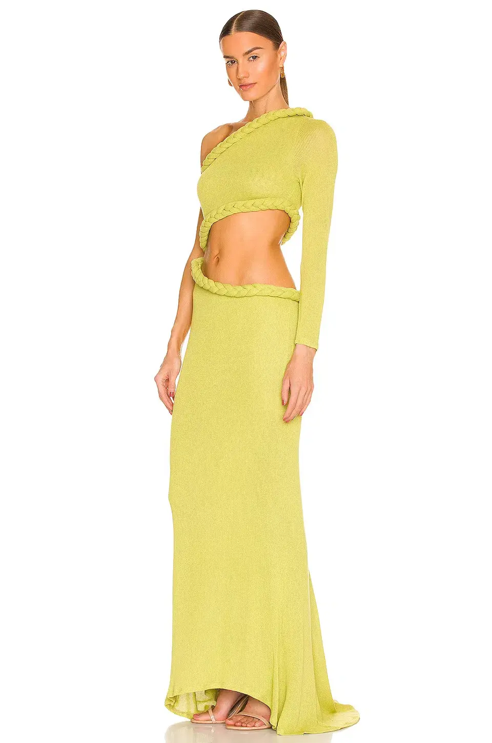 Bronx and Banco Dalia One Shoulder Knit Dress in Lime Size 6 - Image 3