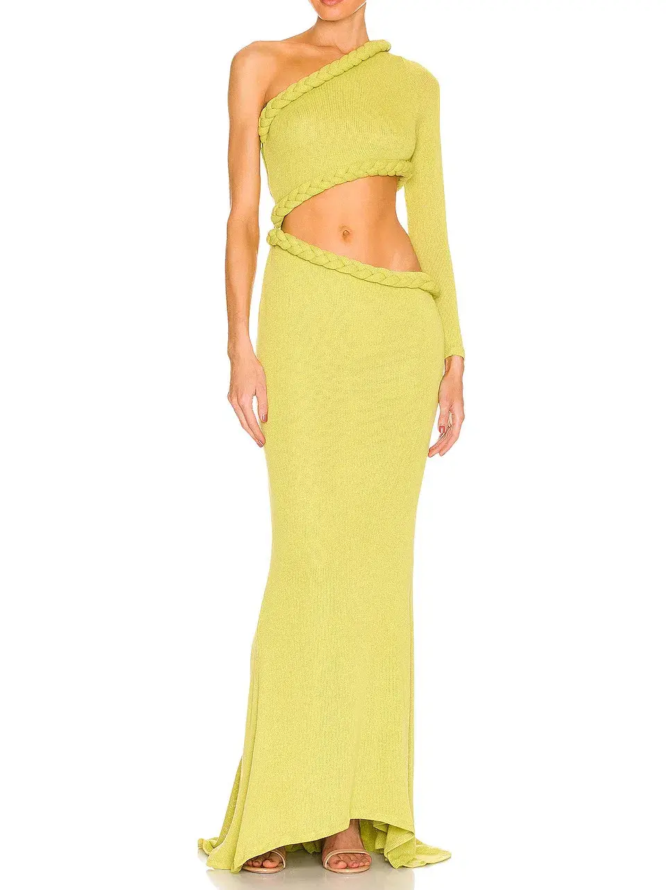Bronx and Banco Dalia One Shoulder Knit Dress in Lime Size 6 for rent on The Volte - main image