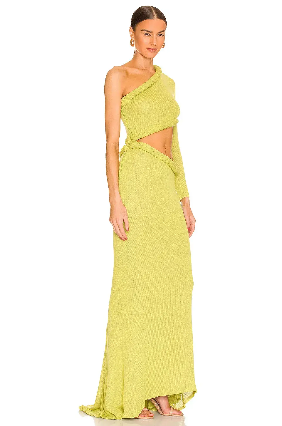 Bronx and Banco Dalia One Shoulder Knit Dress in Lime Size 6 - Image 2