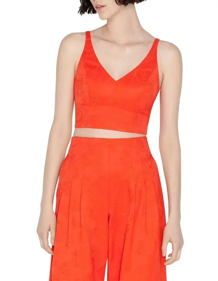 Cue Bustier and Palazzo Pleated Pants Set in Jaffa Orange Size 12 - Image 3