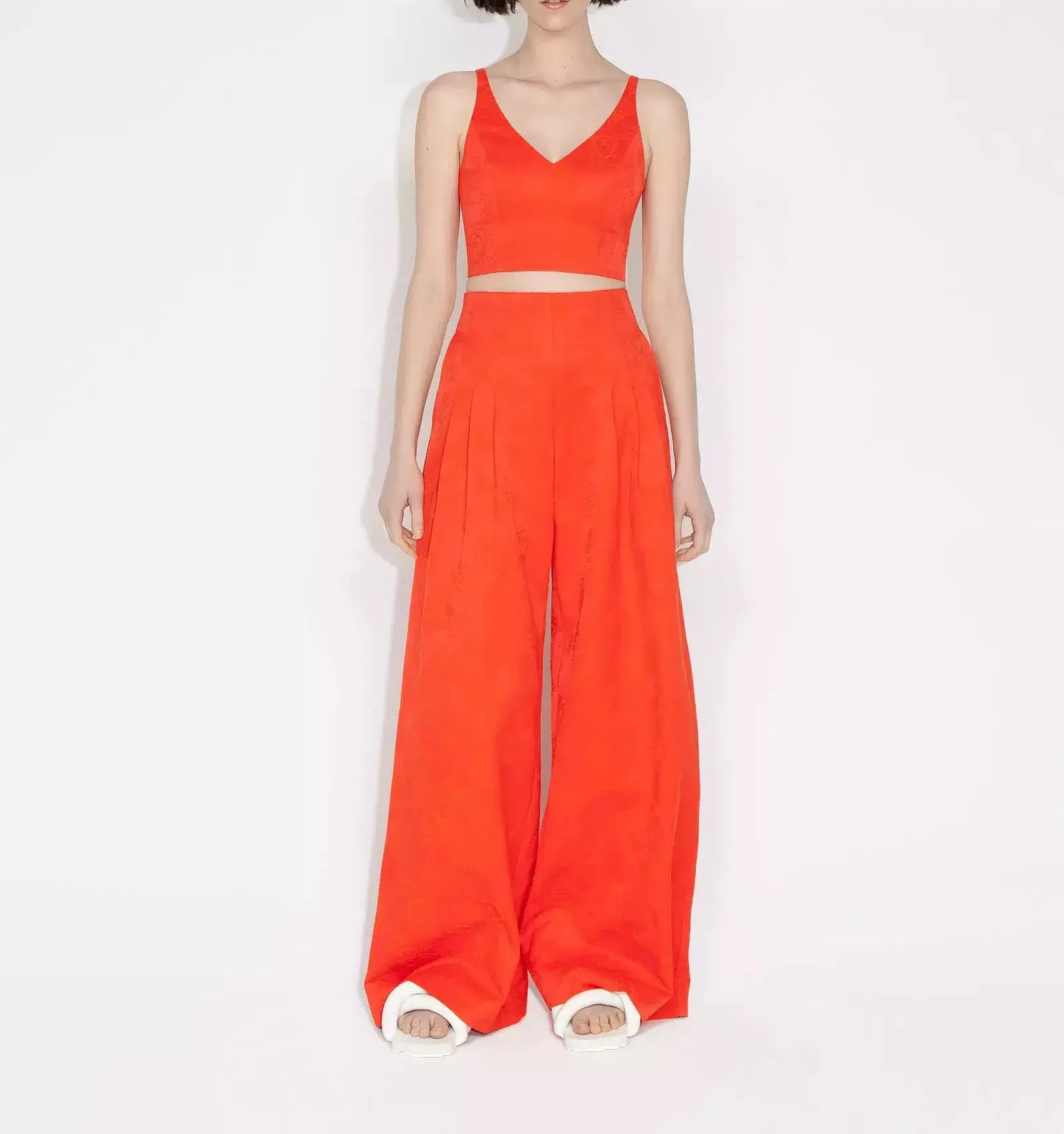 Cue Bustier and Palazzo Pleated Pants Set in Jaffa Orange Size 12 - Image 1