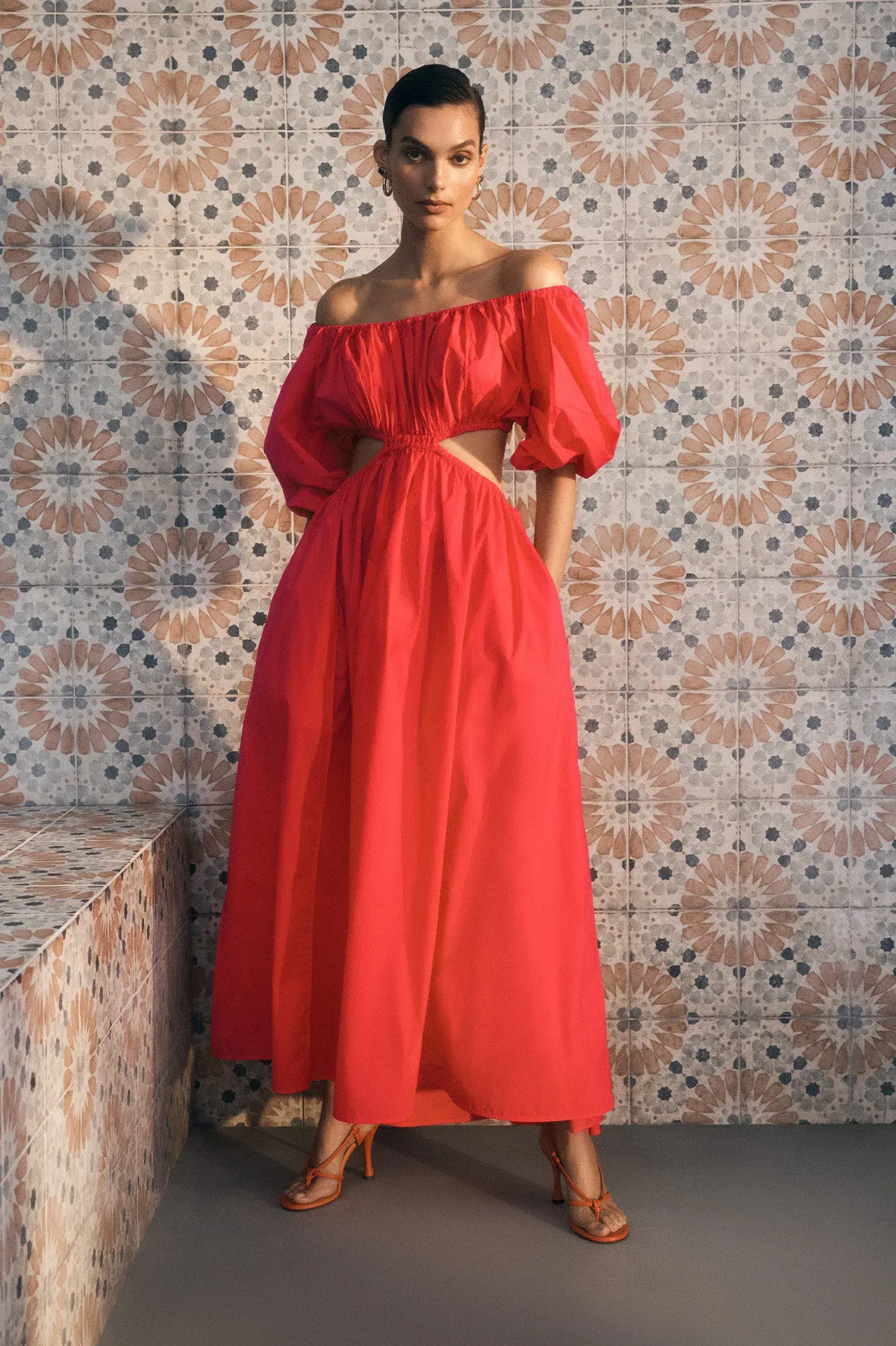Scanlan Theodore Parachute Cotton Gather Dress Poppy Size 8 - Image 1