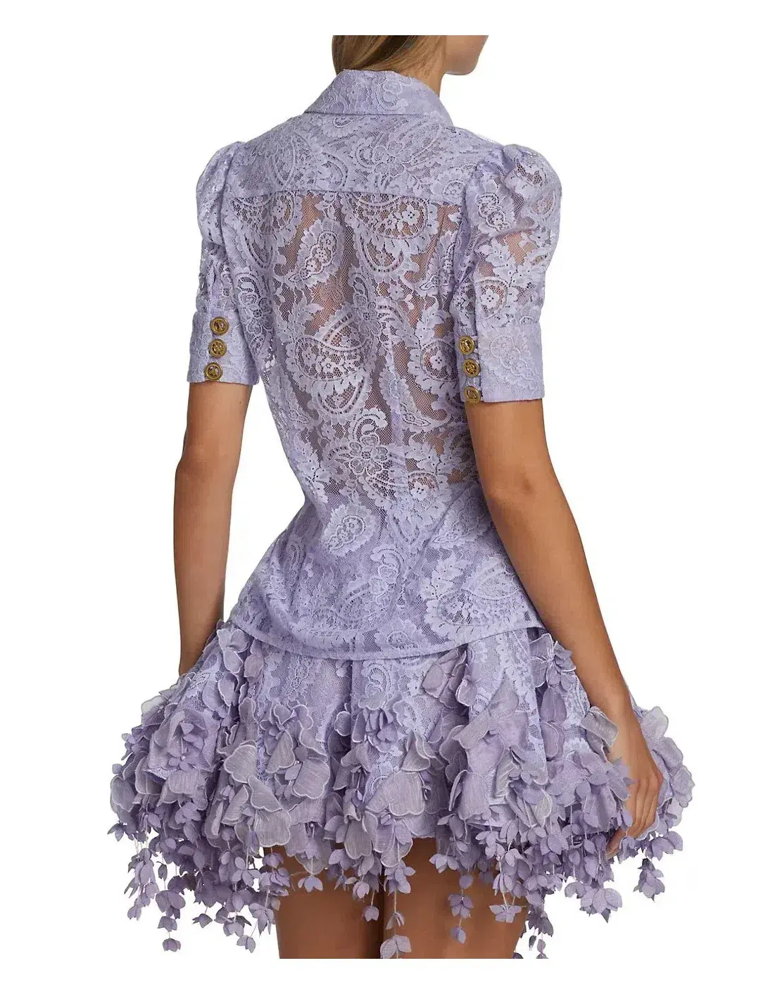 Zimmermann High Tide Lace Shirt and Flip Mini Skirt Set in Periwinkle Size 1 / Au 10 - Image 2
