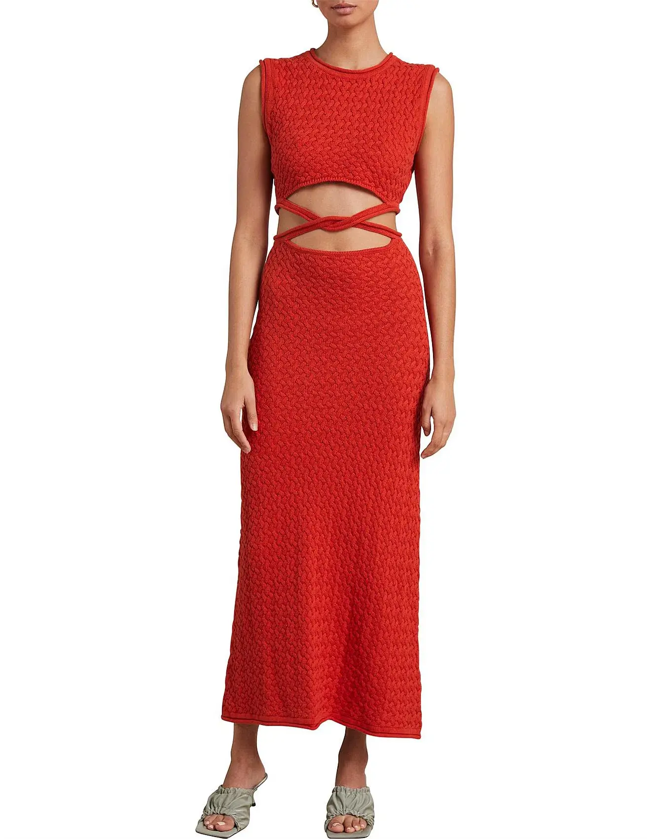 Bec & Bridge Effie Knit Cut Out Dress Red Size 6 - Image 1