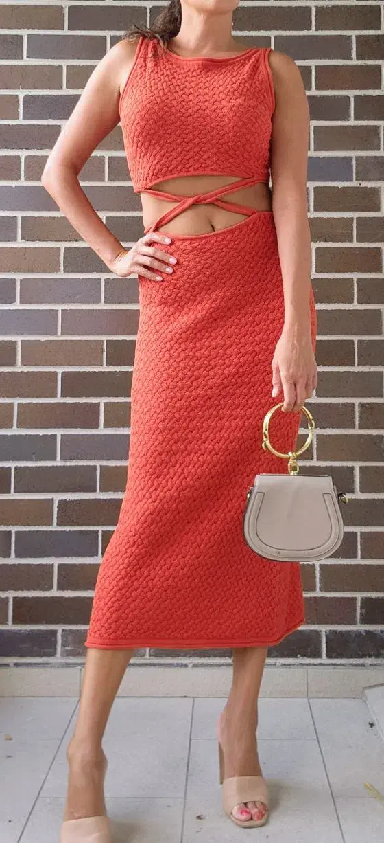 Bec & Bridge Effie Knit Cut Out Dress Red Size 6 - Image 2