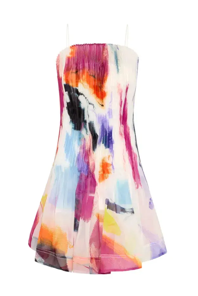 Aje Celestial Pleated Mini Dress Multi Size 8 / S - Image 4