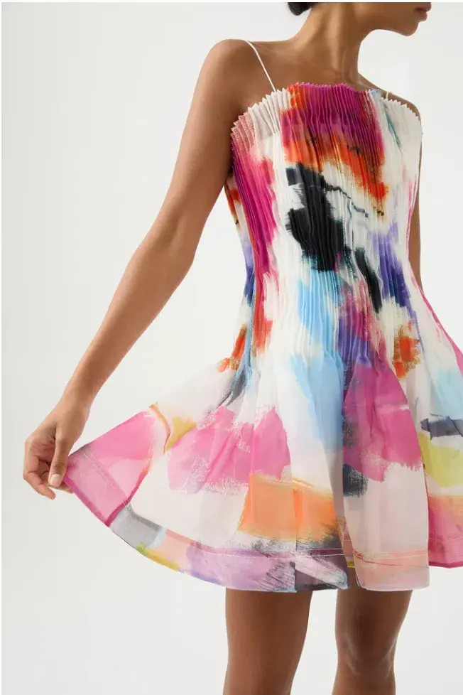 Aje Celestial Pleated Mini Dress Multi Size 8 / S - Image 2