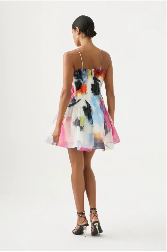 Aje Celestial Pleated Mini Dress Multi Size 8 / S - Image 3