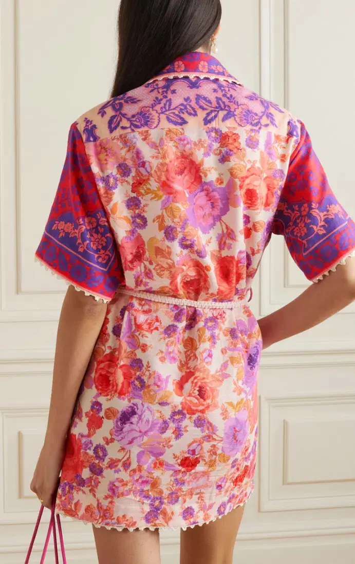 Zimmermann Raie Trimmed Shirt Dress Floral Size 0 / Au 8 - Image 6