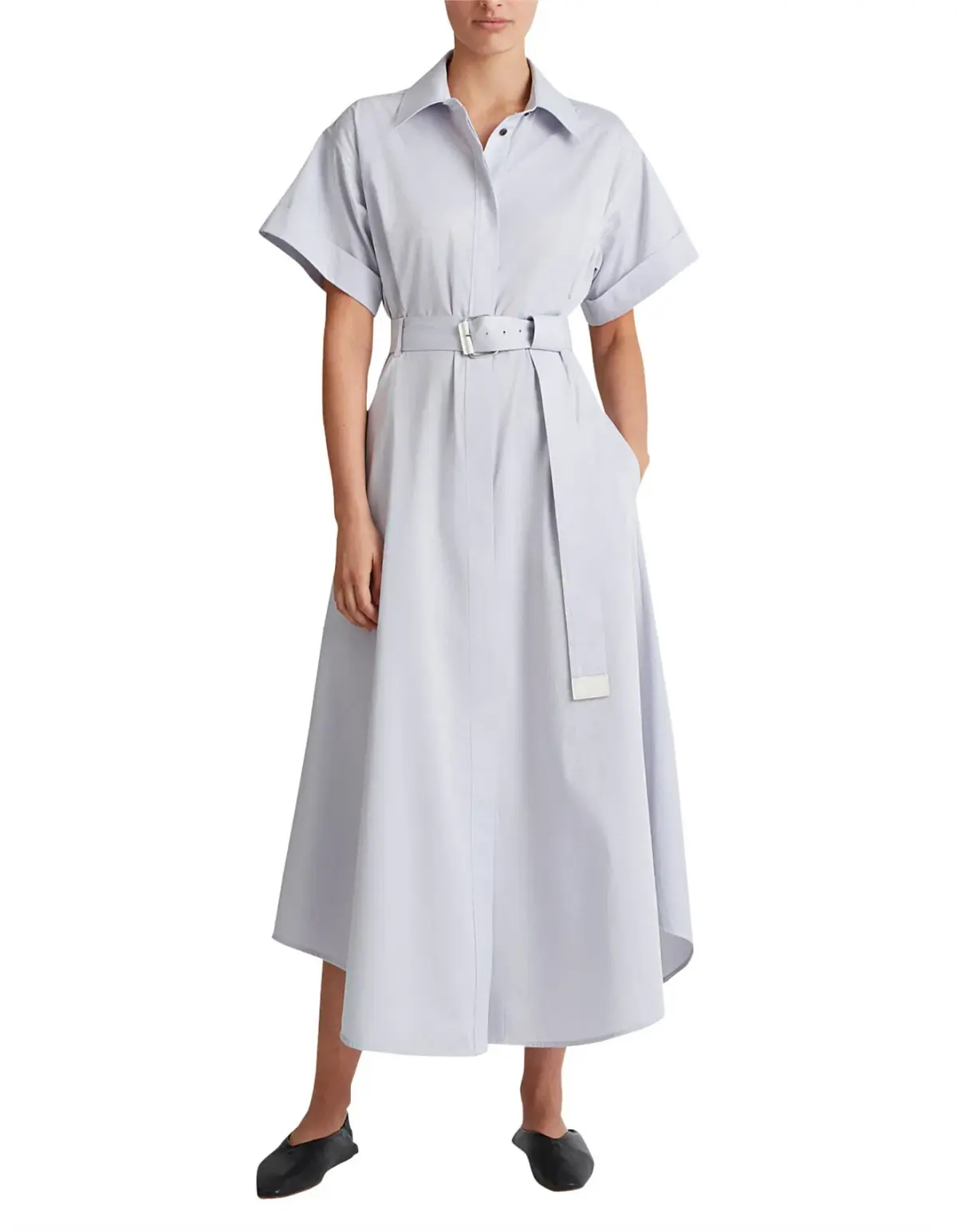 Camilla and Marc Finke Midi Shirt Dress Ice Grey Size 6 - Image 1