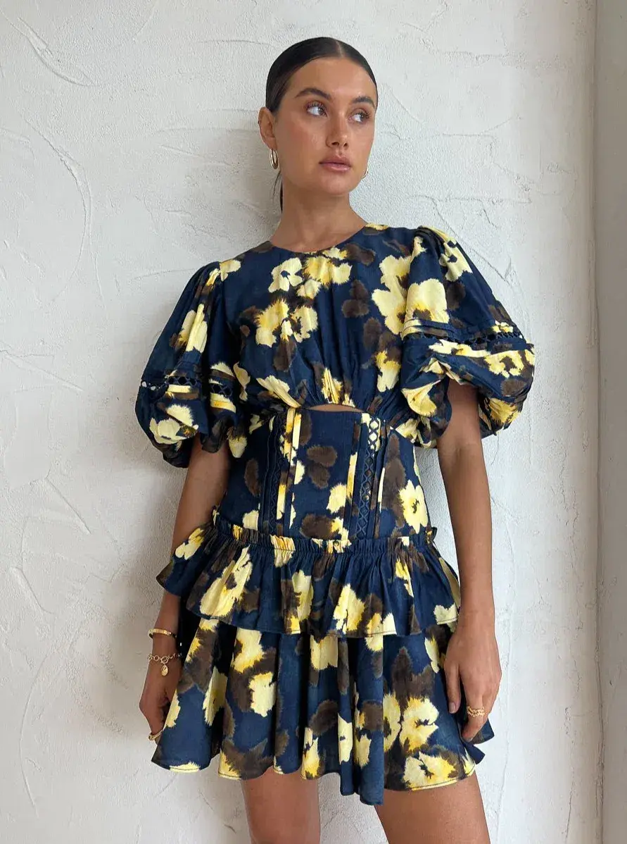 Acler Clovelly Mini Dress in Floral Posy Floral Size AU 6 - Image 2