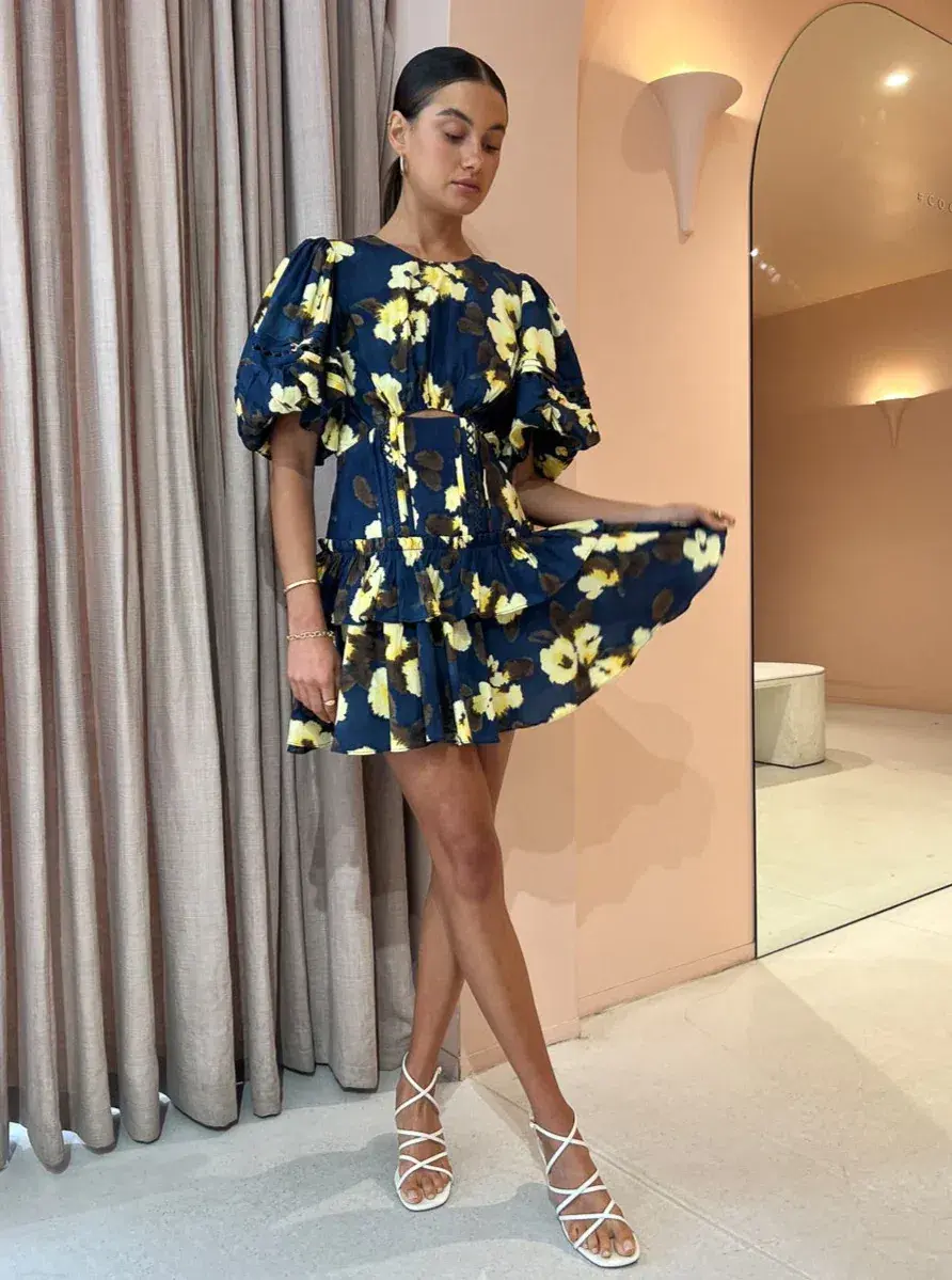 Acler Clovelly Mini Dress in Floral Posy Floral Size AU 6 - Image 6