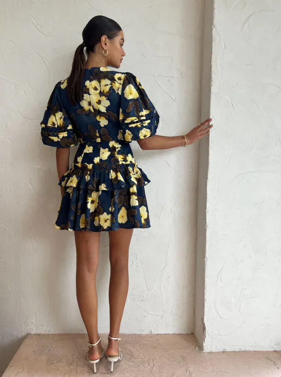 Acler Clovelly Mini Dress in Floral Posy Floral Size AU 6 for rent on The Volte - main image