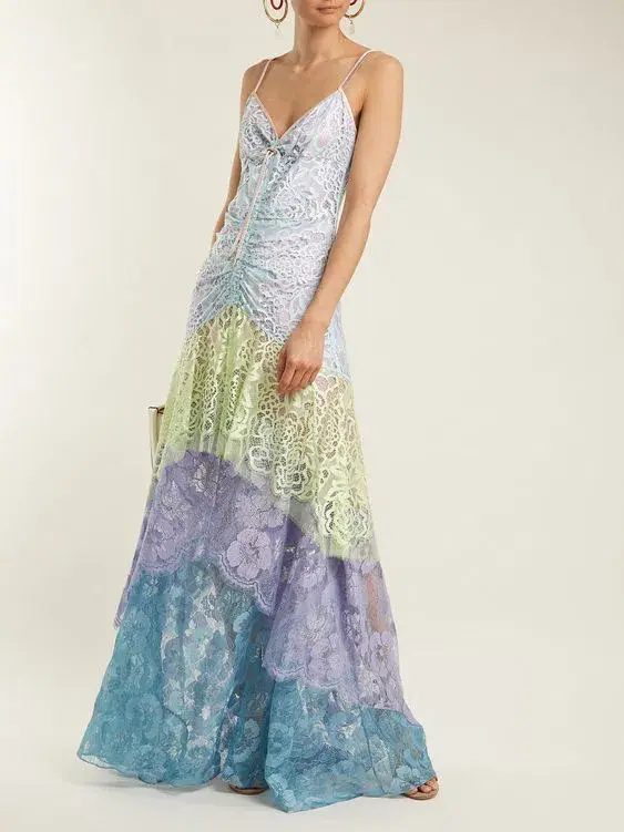 Peter Pilotto Tiered Floral Lace Slip Dress Multi Size 6  - Image 1