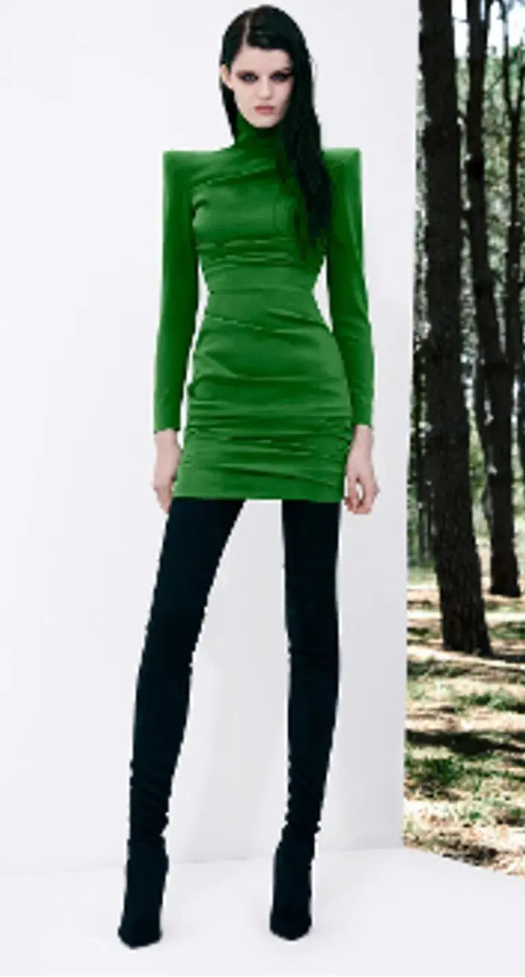 Alex Perry Pierce Ruched-long sleeve crepe mini dress size 12 - Image 3