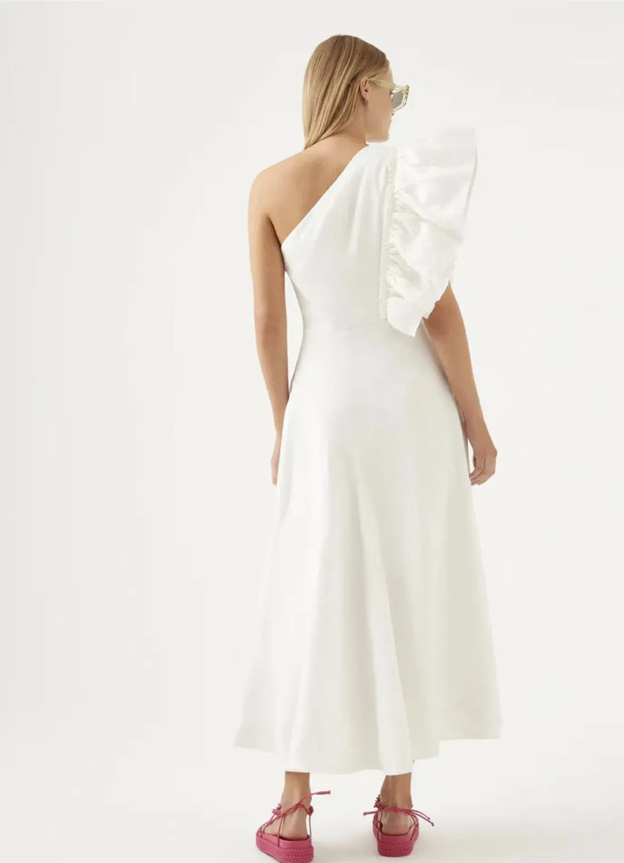 Bonjour Asymmetric Midi Dress Ivory Size 8 - Image 2