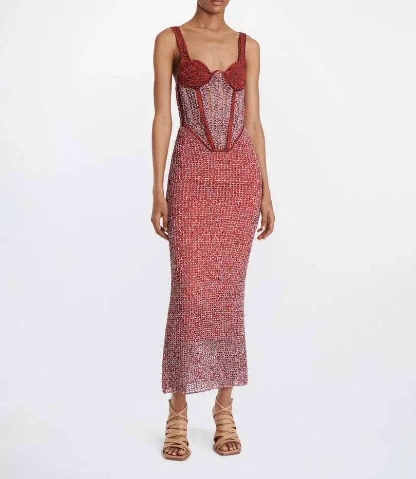 Dion Lee Marled Double Cup Corset Dress in Red Size S / Au 8 - Image 1