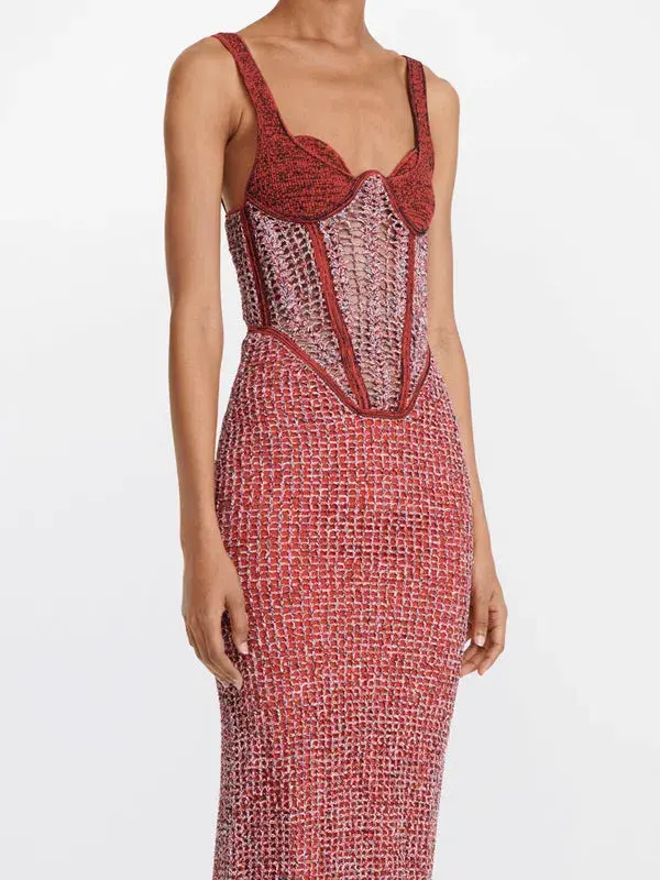 Dion Lee Marled Double Cup Corset Dress in Red Size S / Au 8 - Image 2