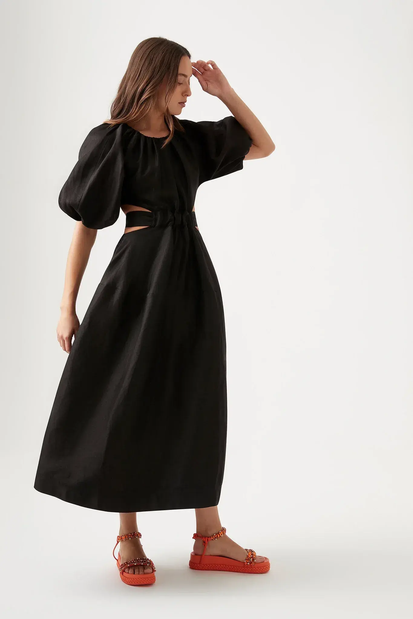 Mimosa Cut Out Midi Dress Black Size 8 - Image 1