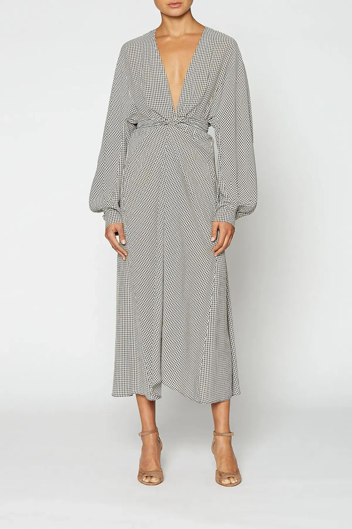 Scanlan Theodore Gingham Front Wrap Dress in Black/White Size S / Au 8 - Image 1