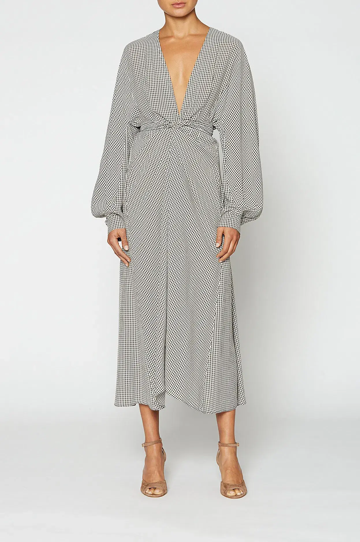 Scanlan Theodore Gingham Front Wrap Dress in Black/White Size S / Au 8 - Image 1