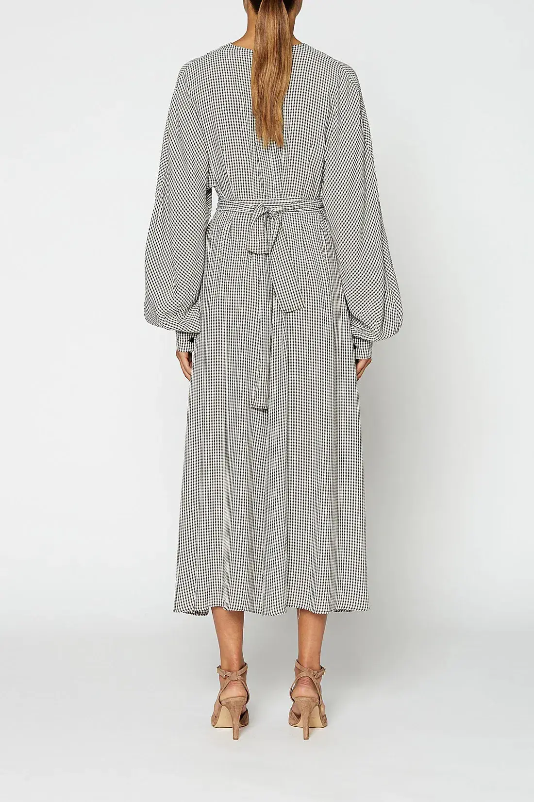 Scanlan Theodore Gingham Front Wrap Dress in Black/White Size S / Au 8 - Image 3