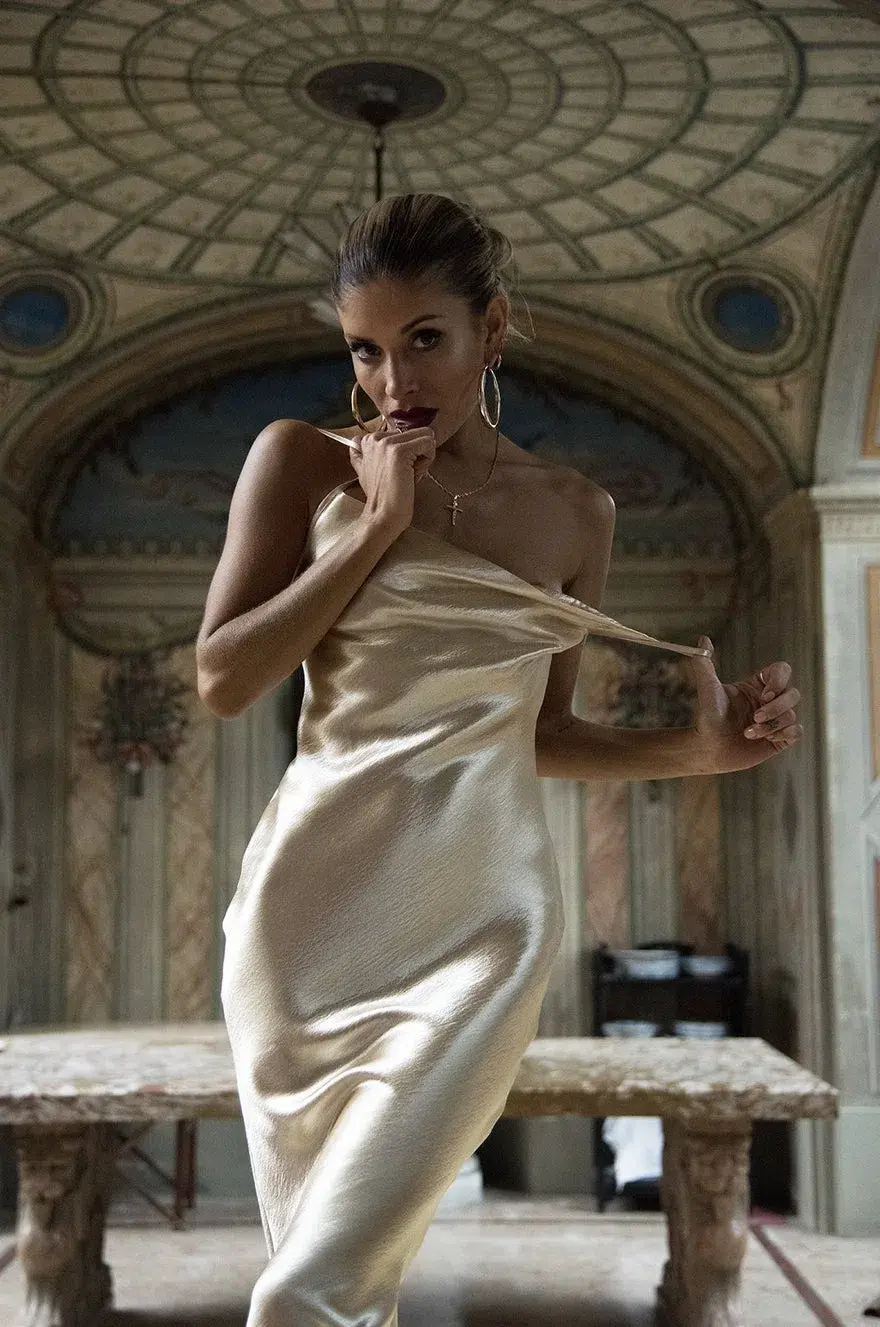 Rat & Boa Gold Sofia Dress Gold Size 4  for rent on The Volte - main image