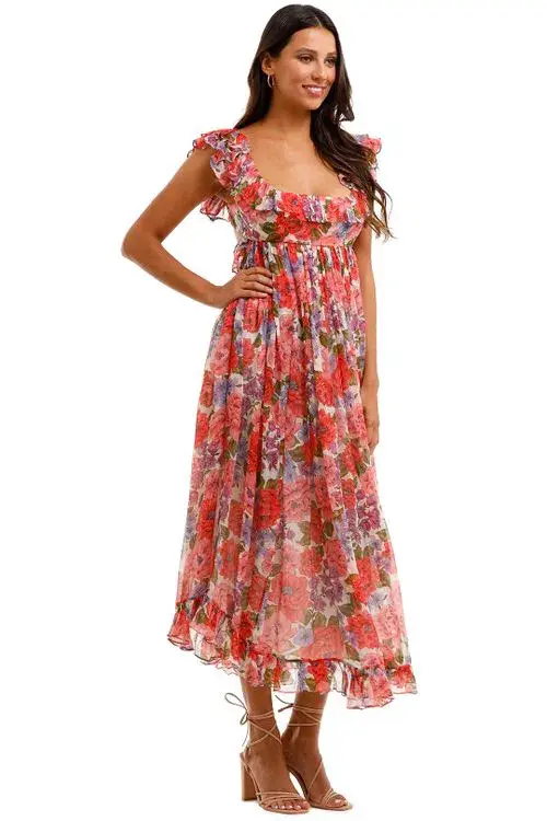 Zimmermann Poppy Frill Edge Mini Dress Floral Size 3/Au 14  - Image 2