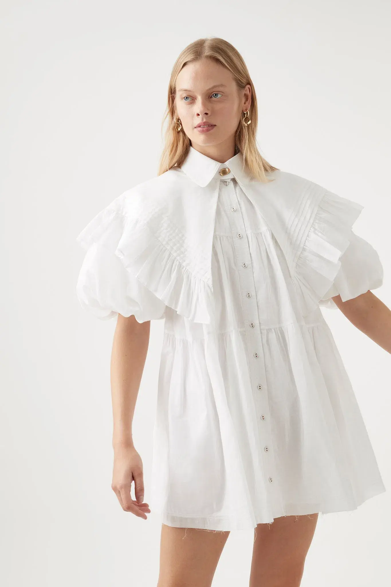 AJE Pablo Bib Smock Mini Dress Ivory Size 10 - Image 1