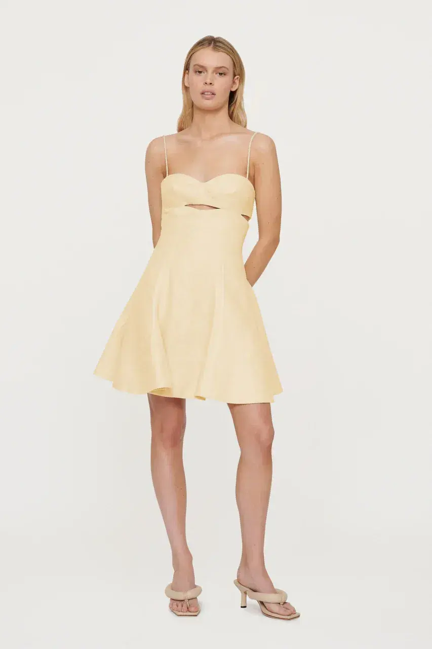 Clea Paige Stitch Mini Dress Yellow Size 8  - Image 3