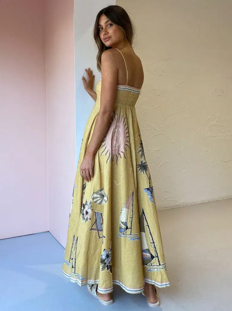 Alemais Sunset Shades Sundress Yellow Print Size 10 for rent on The Volte - main image