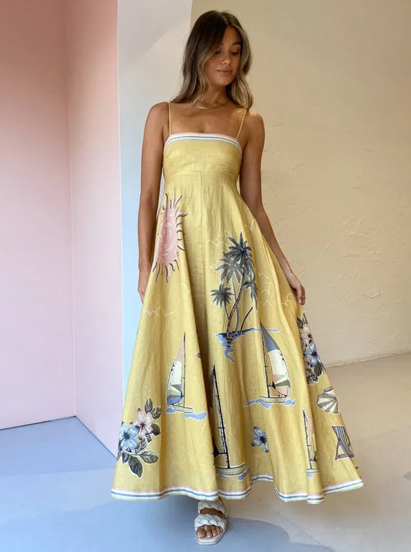 Alemais Sunset Shades Sundress Yellow Print Size 10 for rent on The Volte - main image