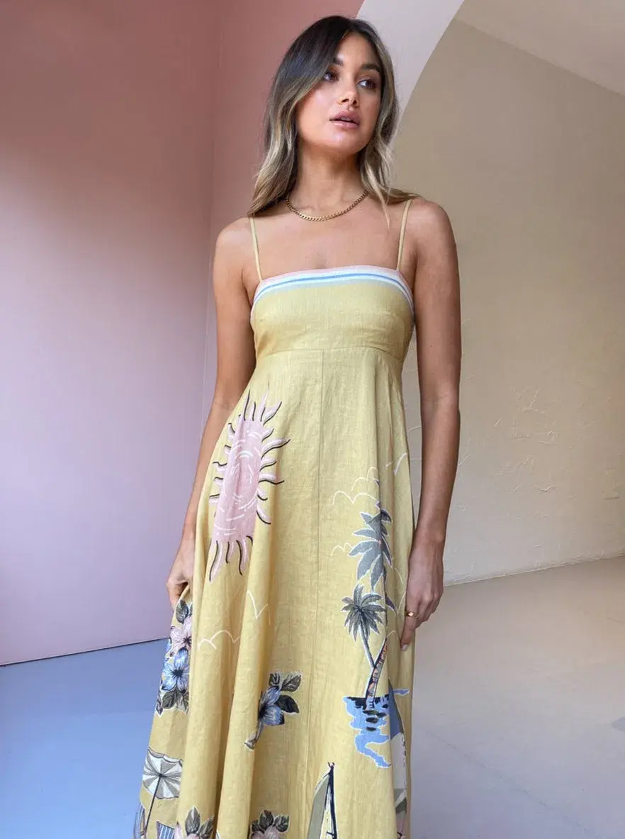 Alemais Sunset Shades Sundress Yellow Print Size 10 for rent on The Volte - main image