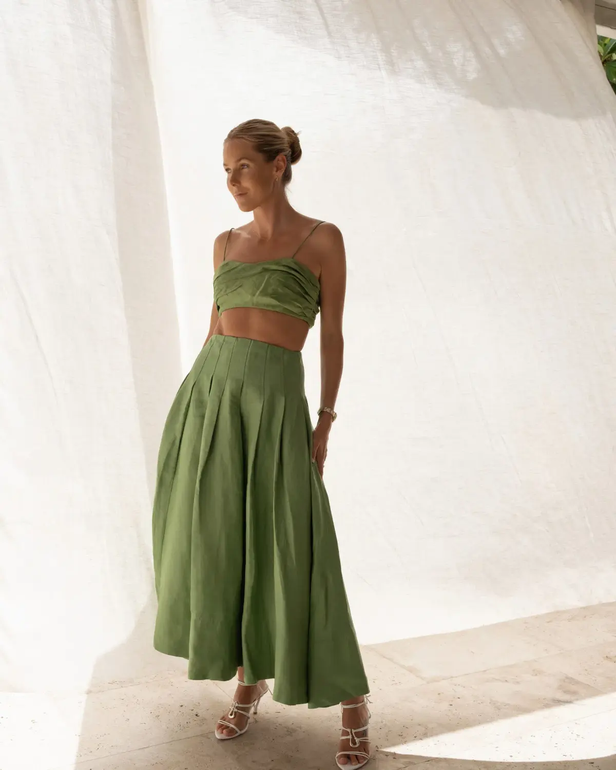 Aje Thea Draped Twist Crop & Paradiso Skirt Set Green Size 8 - Image 2