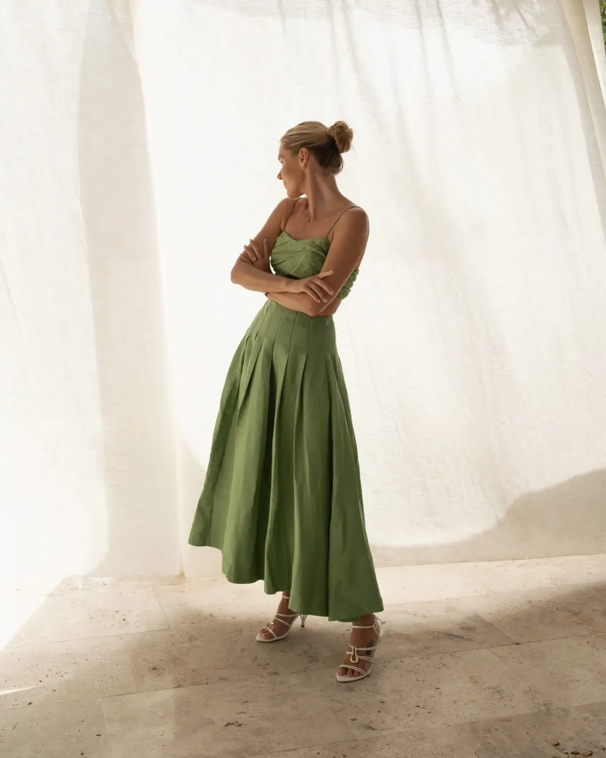 Aje Thea Draped Twist Crop & Paradiso Skirt Set Green Size 8 - Image 3