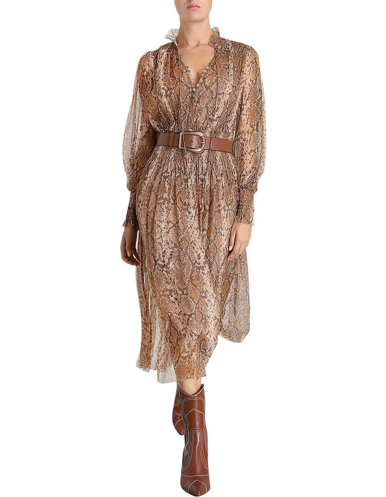 Zimmermann Botanica Python Silk Midi Dress Size 2/AU 12 - Image 1