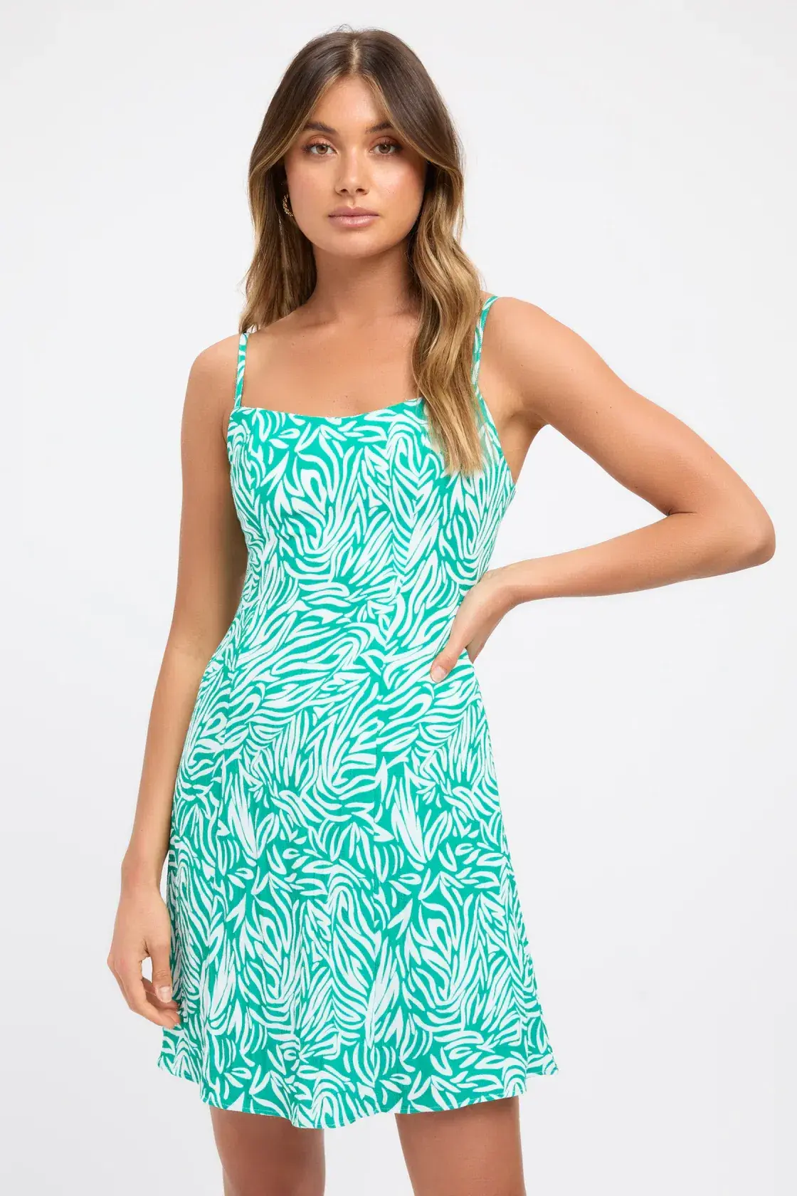 Kookai Zenni Tie Dress Green and White Size 36/AU 8 - Image 2