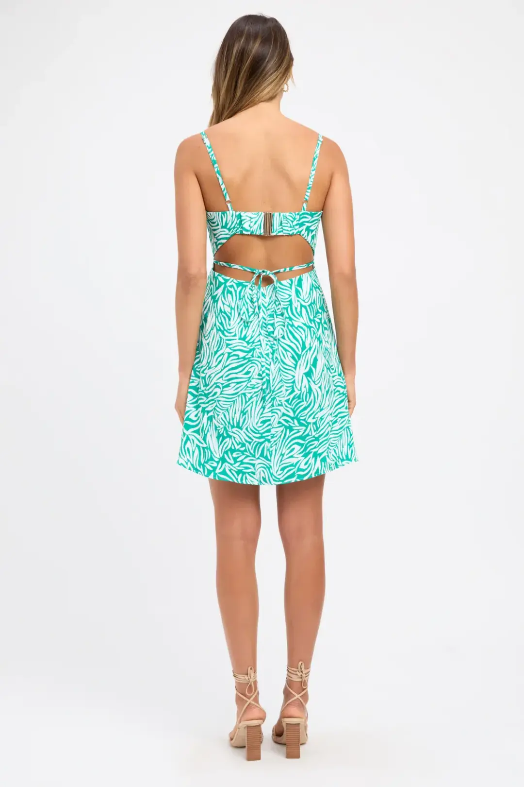 Kookai Zenni Tie Dress Green and White Size 36/AU 8 for rent on The Volte - main image