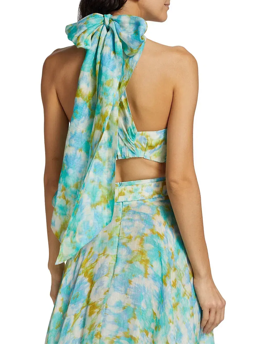 Zimmermann High Tide Twist Top Bodice & Ikat Maxi Skirt Green Floral Size 0/AU 8 - Image 3