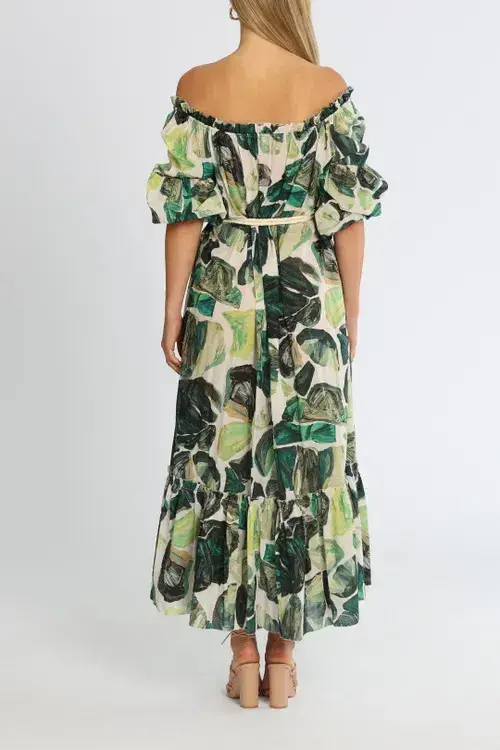 Alemais Siena Off Shoulder Abstract Poplin Dress Print Size 12 - Image 3