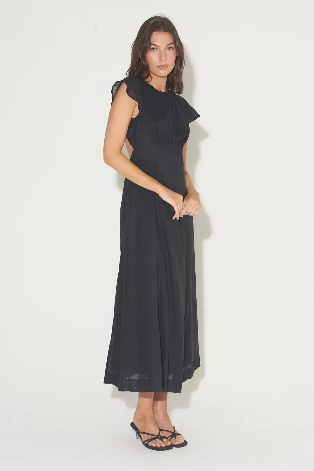Hansen And Gretel Portofino Backless Midi Dress Black Size AU 10 for rent on The Volte - main image