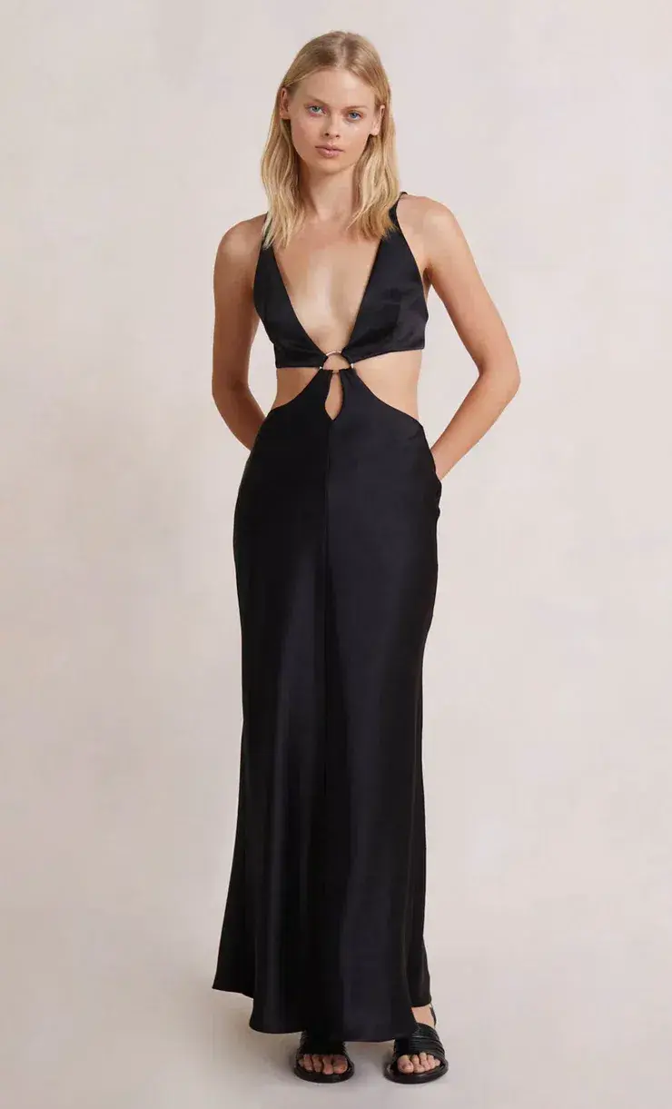 Bec & Bridge Felix V Maxi Dress Black Size AU 8 - Image 1
