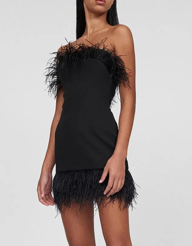 By Johnny Feather Mini Dress Black Size XS / AU 6 - Image 4