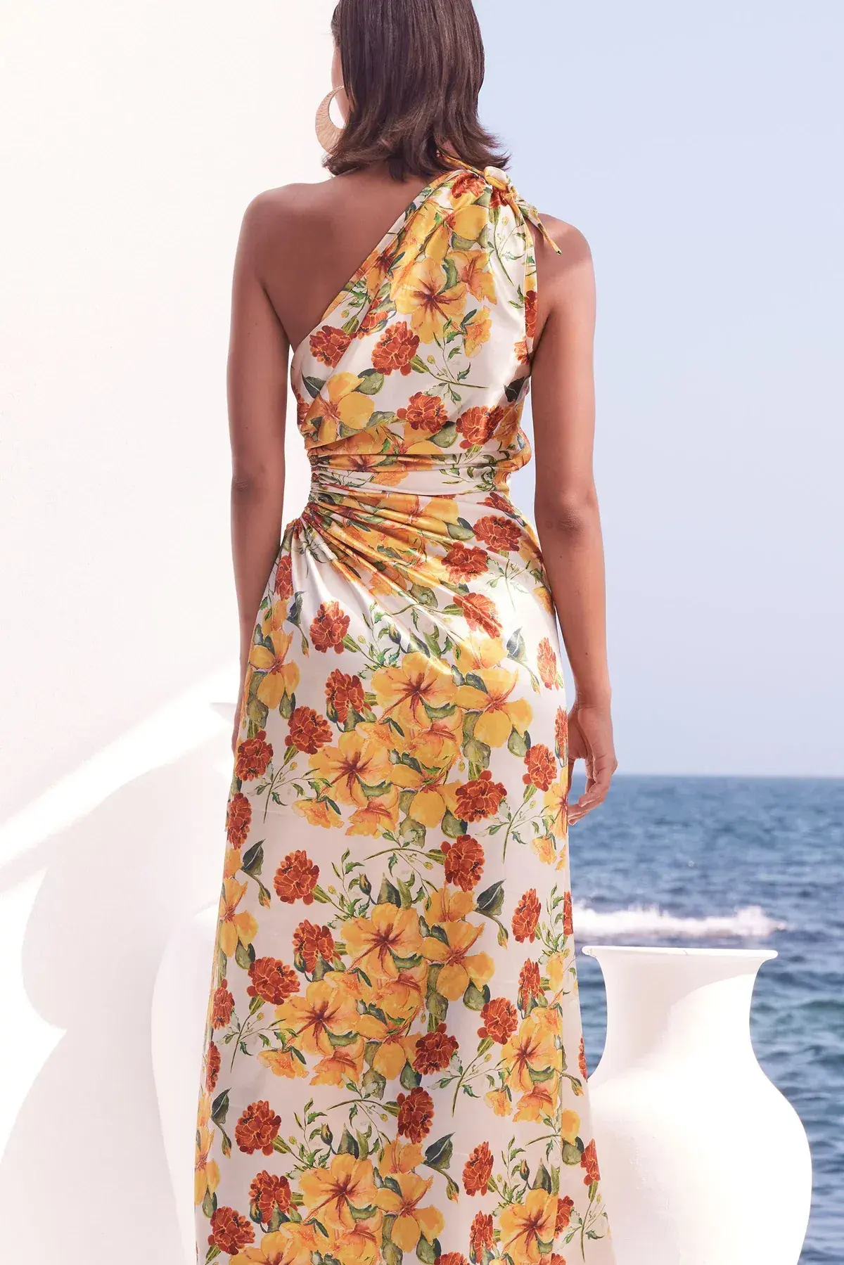 Sonya Moda Nour Yarden Floral Maxi Dress Cutout One Shoulder Yellow Size AU 8 - Image 3