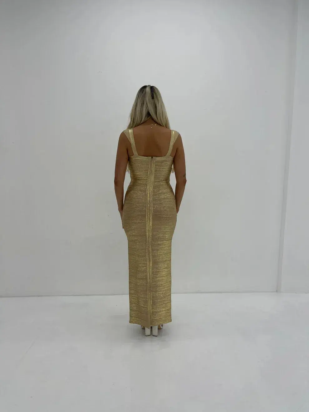Herve Leger Sweetheart Gown Gold Size  AU 8 for rent on The Volte - main image